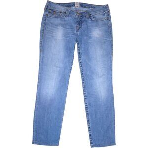 True Religion Skinny Jeans 31 Light Wash Studded Horseshoe Y2K Streetwear